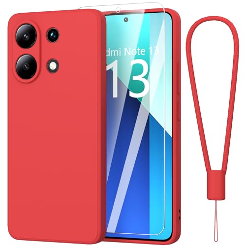 Fyriswho Hülle für Xiaomi Redmi Note 13 4G Schutzhülle + 1 Stück Schutzfolie, Dünne Weiche Anti Kratzer Handyhülle Xiaomi Redmi Note 13 Case Cover für Xiaomi Redmi Note 13 4G (6.67") - Rot von Fyriswho