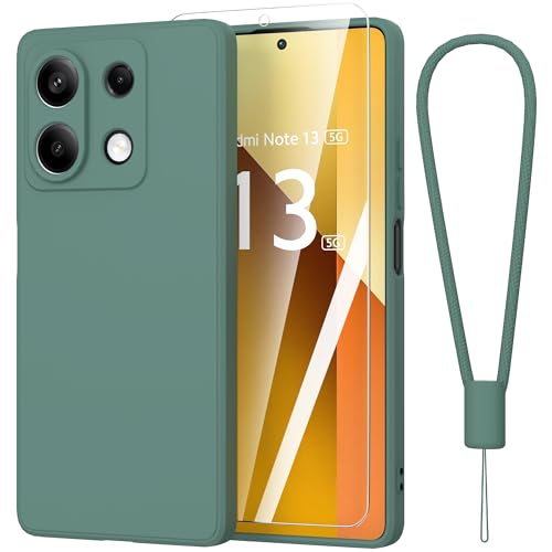 Fyriswho Hülle für Xiaomi Redmi Note 13 5G Schutzhülle + 1 Stück Schutzfolie, Weiche Silicone TPU Handyhülle Xiaomi Redmi Note 13 5G Case Cover für Xiaomi Redmi Note 13 5G (6.67") - Dunkelgrün von Fyriswho
