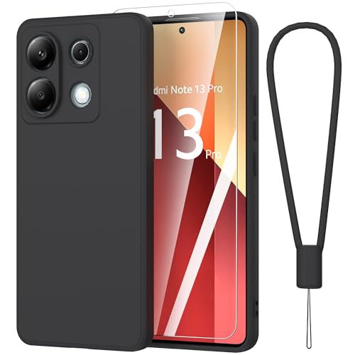 Fyriswho Hülle für Xiaomi Redmi Note 13 Pro 4G Schutzhülle + 1 Stück Schutzfolie, Dünne Weiche Anti Kratzer Handyhülle Redmi Note 13 Pro Case Cover für Xiaomi Redmi Note 13 Pro 4G (6.67") - Schwarz von Fyriswho