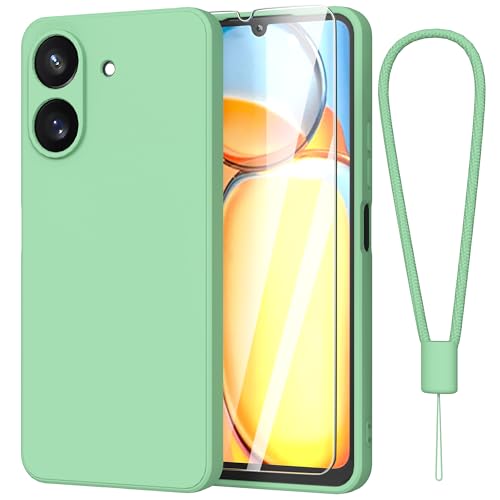 Fyriswho Hülle für Xiaomi Remi 13C 4G Schutzhülle + 1 Stück Schutzfolie, Dünne Weiche Anti Kratzer Handyhülle Xiaomi Redmi 13C Rundumschutz Case Cover für Xiaomi Remi 13C 4G (6.74") - Grün von Fyriswho