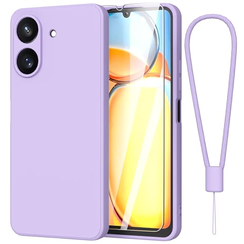 Fyriswho Hülle für Xiaomi Remi 13C 4G Schutzhülle + 1 Stück Schutzfolie, Dünne Weiche Anti Kratzer Handyhülle Xiaomi Redmi 13C Rundumschutz Case Cover für Xiaomi Remi 13C 4G (6.74") - Lila von Fyriswho