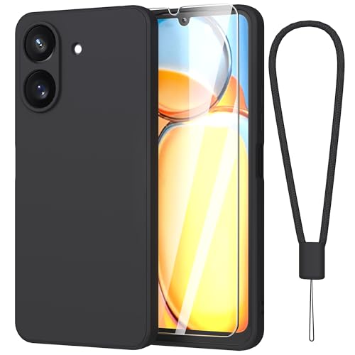 Fyriswho Hülle für Xiaomi Remi 13C 4G Schutzhülle + 1 Stück Schutzfolie, Dünne Weiche Anti Kratzer Handyhülle Xiaomi Redmi 13C Rundumschutz Case Cover für Xiaomi Remi 13C 4G (6.74") - Schwarz von Fyriswho