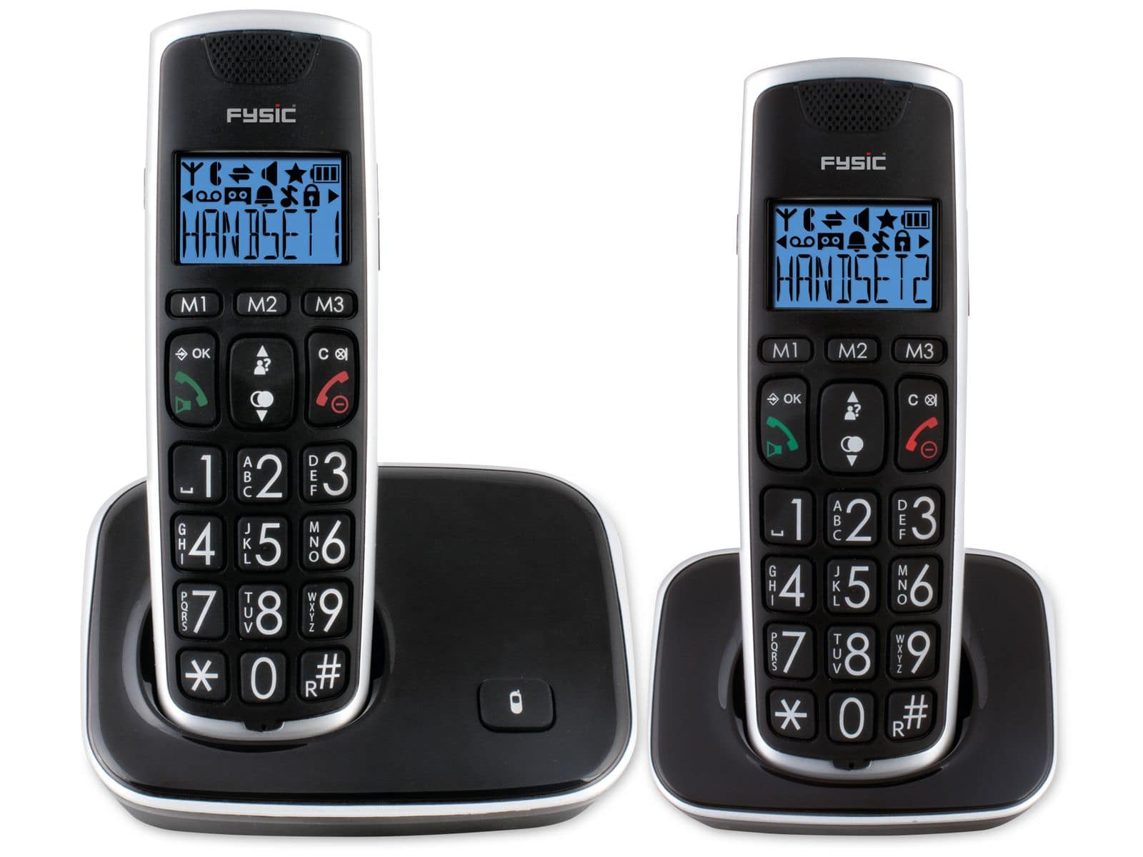FYSIC DECT-Telefon FX-6020, mit 2 Mobilteile, schwarz von Fysic