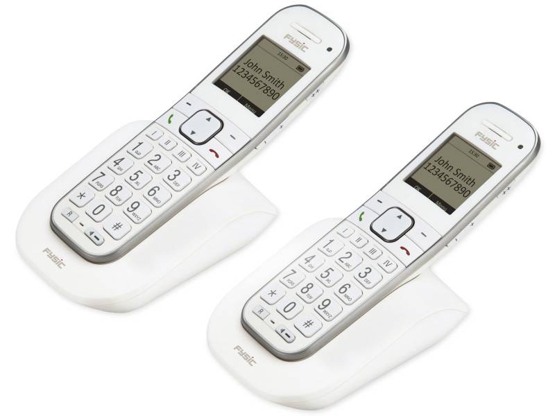FYSIC DECT-Telefon FX-9000 DUO, mit 2 Mobilteilen, weiß von Fysic