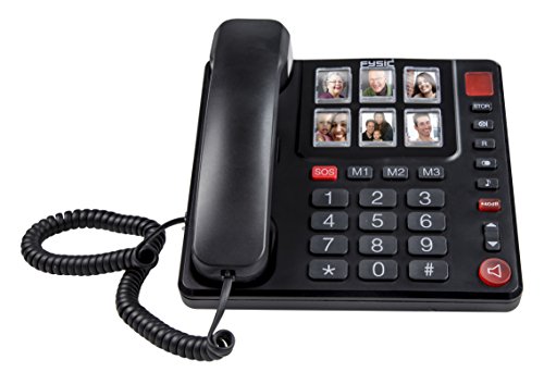 Fysic FX-3930 schnurgebundenes Telefon mit großen, gut lesbaren Tasten, sechs großen Fotoschaltflächen, einfache Bedienung von Fysic