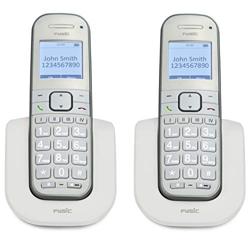 Fysic FX-9000 Duo - DECT-Telefon für Senioren mit große Tasten und 2 Mobilteilen, weiß von Fysic