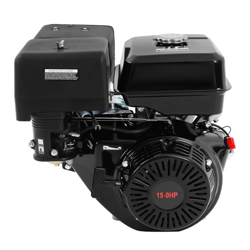 15 PS Benzinmotor, 9700W Go-Karts Motor Einzylinder Standmotor, 3600U/Min, Tragbarer Antriebsmotor mit Ölmangelschutzfunktion für Pumpenmaschinen, Mikrotillern, Beton-/Mörtelmischer (Schwarz) von Fyssnn
