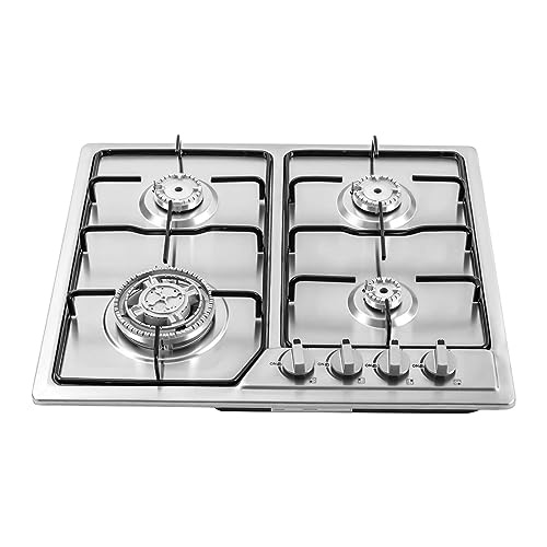 4/5 Flammig Rostfreier Stahl Gasherd Gaskochfeld 4 Flammig Eingebaut Gaskocher Elektronische Impulszündung Gaskochfeld Geeignet für häusliches oder kommerzielles Kochen in Haushalten (4Flammig) von Fyssnn