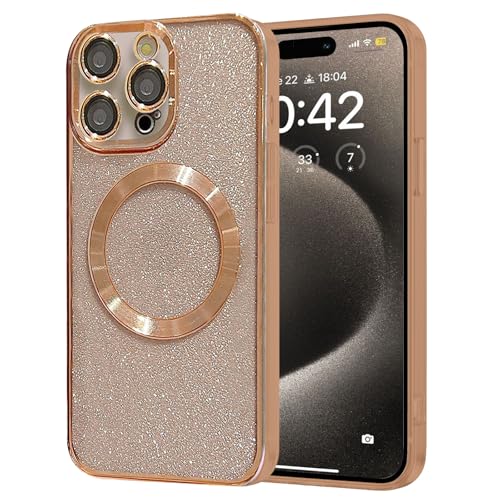 Fzrdohu Kompatibel Mit iPhone 16 Pro Hülle Glitzer, Kompatibel Mit Magnetische Handyhülle für i16 Pro, Glitzernd, Luxuriös, Plattiert, Weicher TPU-Stoßfänger Glitzer Handyhülle für i16 ProS Case von Fzrdohu
