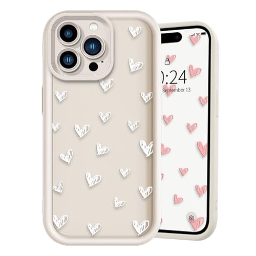 Kompatibel iPhone 15 Pro Hülle Herz, Herzmuster, Silikon i15 Pro Hülle Mädchen, Dünne Und leichte Herzform i15 Pro Hülle Süß, Präzise Lochposition, Geeignet Für i15 Pro Phone Case von Fzrdohu