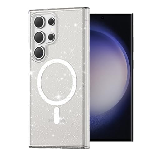 Kompatibel Mit Samsung Galaxy S24 Ultra Hülle Glitzer, PC Handyhülle für S24 Ultra Glitzer Kompatibel Mit Magnetische, Fallschutz Anti Vergilbung Glitzer Handyhülle für Sam Sung S24U Case von Fzrdohu