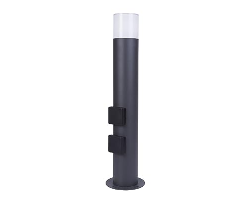 Wegeleuchte mit 2 Steckdosen in Farbe anthrazit aus sehr robustem Aluminium, pulverbeschichtet, für Leuchtmittel mit Fassung E27 (Anthrazit_Steckdosen, Höhe 60 cm) von G + L Leuchten und mehr