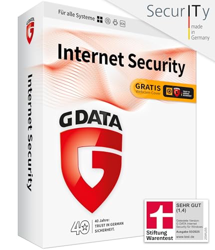 G DATA Internet Security 2024 | 3 Geräte | 1 Jahr | für PC, Mac, Android, iOS | zukünftige Updates inklusive | Made in Germany | Aktivierungscode und Webcam-Cover Box per Post von G DATA