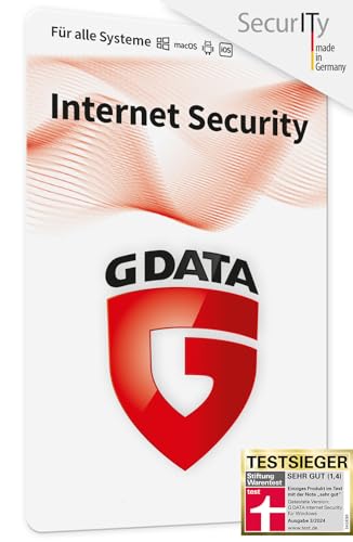 G DATA Internet Security 2024 | 3 Geräte | 1 Jahr | für PC, Mac, Android, iOS | zukünftige Updates inklusive | Made in Germany | Aktivierungskarte per Post von G DATA