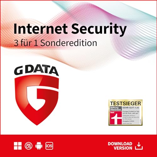 G DATA Internet Security 3 für 1 Sonderversion |3 Geräte - 1 Jahr | Antivirus für PC, Mac, Android, iOS | Made in Germany | zukünftige Updates inklusive | Aktivierungscode per Email von G DATA