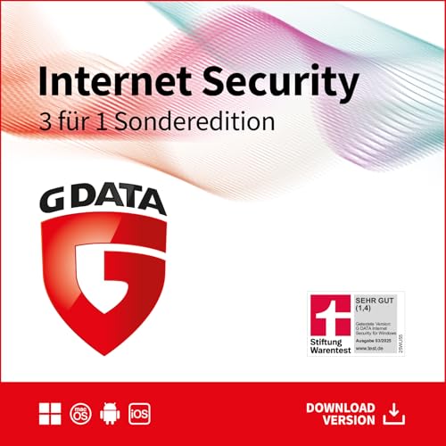 G DATA Internet Security 3 für 1 Sonderversion |3 Geräte - 1 Jahr | Antivirus für PC, Mac, Android, iOS | Made in Germany | zukünftige Updates inklusive | Aktivierungscode per Email von G DATA