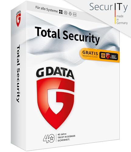 G DATA Total Security 2024 | 1 Gerät | 1 Jahr | Virenschutzprogramm | Passwort Manager | PC, Mac, Android, iOS | zukünftige Updates inklusive | Made in Germany | Box inkl. DVD & Webcam-Cover von G DATA