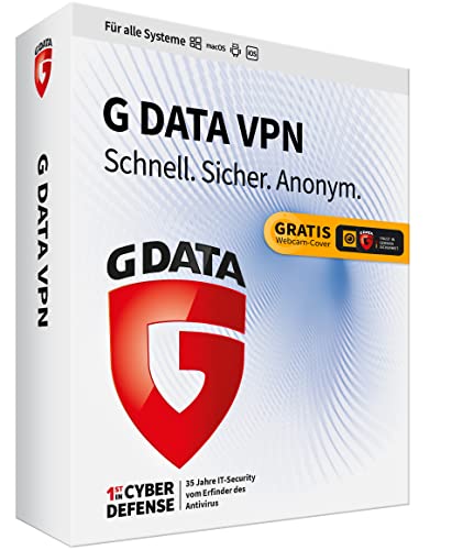G DATA VPN | 10 Geräte | 1 Jahr | Windows,Mac, Android, iOS | anonym surfen | Made in Germany | Box inkl. DVD & Webcam-Cover von G DATA
