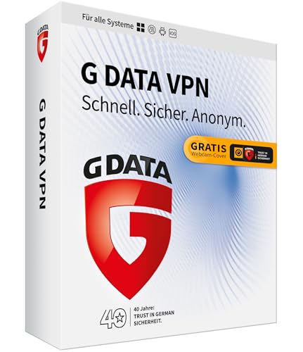 G DATA VPN | 10 Geräte | 1 Jahr | Windows,Mac, Android, iOS | anonym surfen | Made in Germany | Box inkl. DVD & Webcam-Cover von G DATA