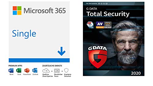 Microsoft 365 Single | 1 Nutzer | PC/Mac, Tablet und mobile Geräte | Download Code + G DATA Total Security 2020 | 1 Gerät - 1 Jahr, Download, Aktivierungscode per Email | Windows, Mac, Android, iOS von G DATA