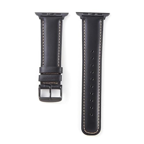 G GAVY Kompatibel mit Apple Watch Armband 49 mm 45 mm 44 mm 42 mm 41 mm 40 mm 38 mm, Echtlederbänder für iWatch Ultra SE2 SE Serie 8 7 6 5 4 3 2 1 (38/40/41 mm, Schwarz) von G GAVY