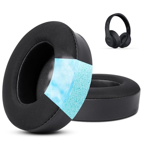 GVOEARS Studio Ersatz-Ohrpolster – verbesserte Ohrpolster-Abdeckung für Beats Studio 2 B0500 B0501 / Studio 3 kabelgebundene kabellose Over-Ear-Kopfhörer – Kühlgelkissen (schwarz) von G GVOEARS