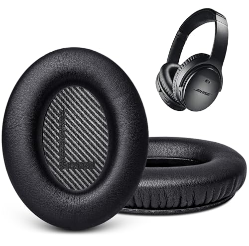 Lammfell Ohrpolster Ersatz für Bose QuietComfort 35 & 35ii, GVOEARS Ohrpolster für Bose QC35 QC35ii SoundLink 1&2 AE Over-Ear-Kopfhörer, strapazierfähiges & weiches Schaffell (Schwarz) von G GVOEARS