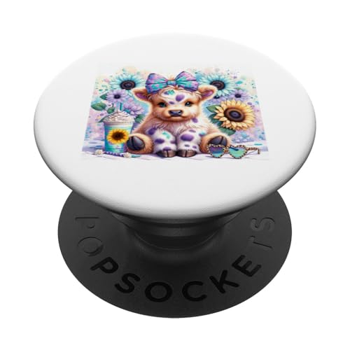 Baby Higland Kuh mit Sonnenblumen PopSockets Klebender PopGrip Baby Higland Kuh mit Sonnenblumen PopSockets Klebender PopGrip von G Hall Marketing