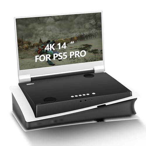 G-STORY 14" Zoll IPS 4k 60Hz tragbares Gaming-Monitor mit integriertem PS5 pro (Nicht inklusive) 3840×2160 mit 2 HDMI-Ports, FreeSync, eingebauter 2-Kanal-Multimedia-Lautsprecher von G-STORY