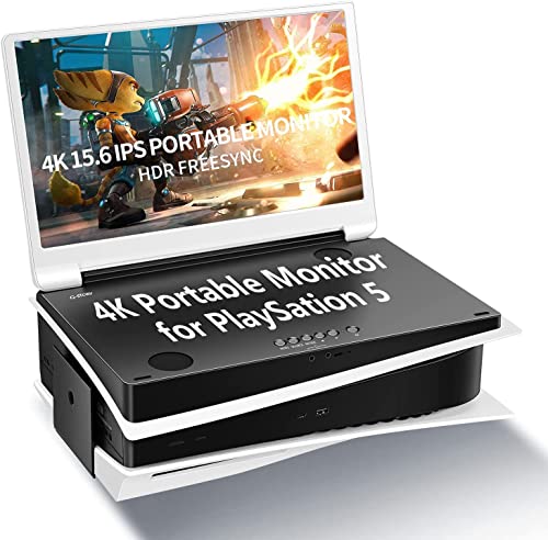 G-STORY 15,6 Zoll Tragbarer Monitor für PS5, UHD 4K Monitor IPS-Bildschirm für PS5（Nicht enthalten）mit Zwei HDMI, HDR, Freesync, Spielemodus, Reisemonitor für PS5 von G-STORY
