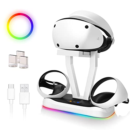 G-STORY Ladestation für PS VR2 Controller mit VR-Headset-Halterung, Schnellladestation für PS VR2 mit LED-Anzeige, kabelloser PS VR2 Ladeständer von G-STORY