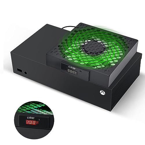 G-STORY Lüfter für Xbox Series S, Lüftergeschwindigkeit wird automatisch durch Temperatur angepasst, zwei Temperaturen, geräuscharm, 3 Geschwindigkeiten 1500/1750/2000 U/min (140 mm) mit RGB-LED von G-STORY