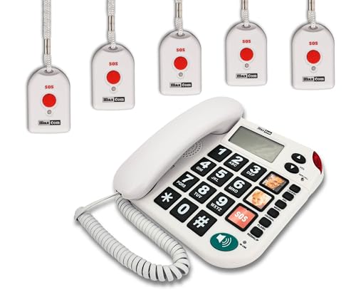 G-TELWARE MAXCOM KXT481SOS 2023-2024er Modell Haus Notruf Seniorentelefon mit Funk-SOS-Sender, Festnetztelefon - 5 Handsender mit Schlaufe, Carbonschwarz, Standard G-TELWARE MAXCOM KXT481SOS 2023-2024er Modell Haus Notruf Seniorentelefon mit Funk-SOS-Sender, Festnetztelefon - 5 Handsender mit Schlaufe, Carbonschwarz, Standard von G-TELWARE