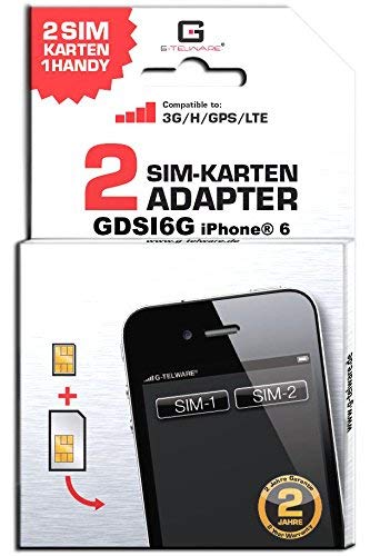 GDSI6G/ CARBONSCHWARZ/ 2 Jahre Herstellergarantie!/ Mehrsprachig/Dual SIM Adapter kompatibel mit iPhone 6 UMTS/3G/HSDPA/GPS/LTE von G-TELWARE