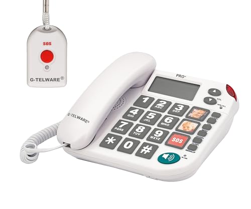 G-TELWARE PRO (Weltneuheit) Silence SOS Technik/SOS Param.einstellb./2023-2024er Modell Haus Notruf Seniorentelefon mit FunkSOS-Sender - 1 Handsender mit Schlaufe, Satingrau, PRO+ von G-TELWARE