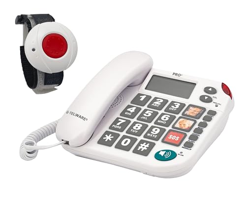 PRO+(G-TELWARE®)(Weltneuheit) Silence SOS Technik/SOSParam.einstellb./2023-2024er Modell Haus Notruf Seniorentelefon mit FunkSOS-Sender - 1 Armbandsender, Satingrau, PRO+ von G-TELWARE