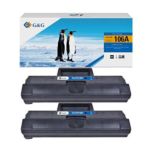 G&G 106A Toner Kompatibel mit HP 106A für HP Laser MFP 135wg 107W MFP 137fwg 137fnw 135a W1106A Toner (2 schwarz) von G&G