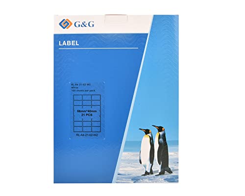 G&G 2100 Universal Etiketten A4 (66 x 40 mm) selbstklebend für Tintenstrahl- und Laserdrucker geeignet von G&G