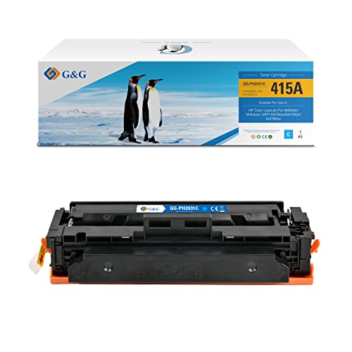 G&G 415A Toner Cartridge Ersatz für HP 415A W2031A mit Chip für Color Laserjet Pro MFP M479fdw M479dw M479fdn M454dw M454dn (Cyan, 1 Pack) von G&G