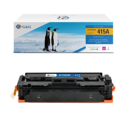 G&G 415A Toner für HP 415A 415X W2033A für HP Color Laserjet Pro MFP M479fdw M479dw M479fdn M454dw M454dn Toner mit Chip(1 Magenta) von G&G