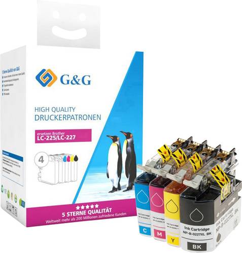 G&G Druckerpatrone ersetzt Brother LC-227XLBK, LC-225XLC, LC-225XLM, LC-225XLY Kompatibel Kombi-Pack von G&G