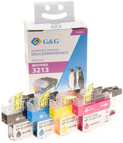 G&G Druckerpatrone ersetzt Brother LC-3213BK, LC-3213C, LC-3213M, LC-3213Y Kompatibel Kombi-Pack Sch von G&G