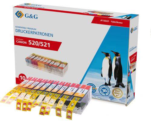 G&G Druckerpatrone ersetzt Canon PGI-520PGBK, CLI-521BK, CLI-521C, CLI-521M, CLI-521Y Kompatibel Kom G&G Druckerpatrone ersetzt Canon PGI-520PGBK, CLI-521BK, CLI-521C, CLI-521M, CLI-521Y Kompatibel Kom von G&G