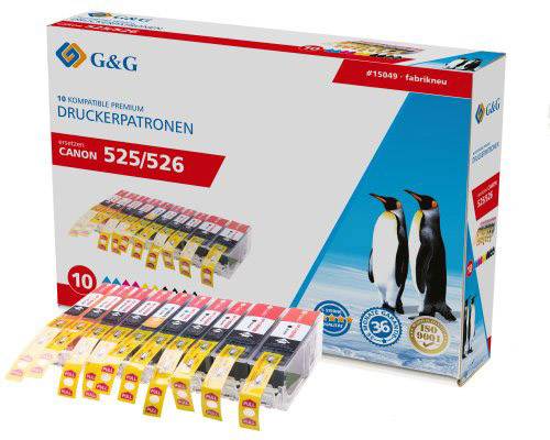 G&G Druckerpatrone ersetzt Canon PGI-525PGBK, CLI-526BK, CLI-526C, CLI-526M, CLI-526Y Kompatibel Kom von G&G