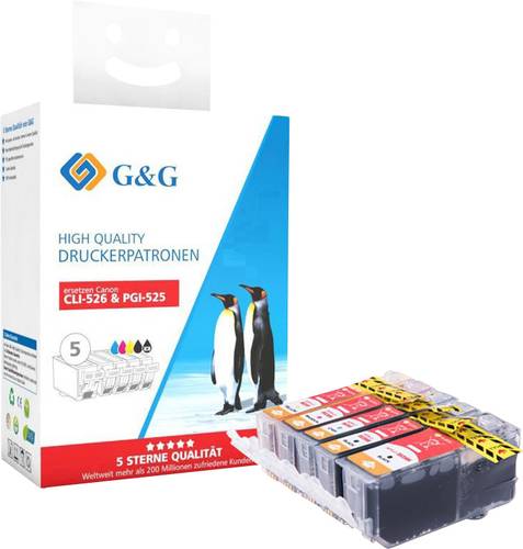 G&G Druckerpatrone ersetzt Canon PGI-525PGBK, CLI-526BK, CLI-526C, CLI-526M, CLI-526Y Kompatibel Kom von G&G