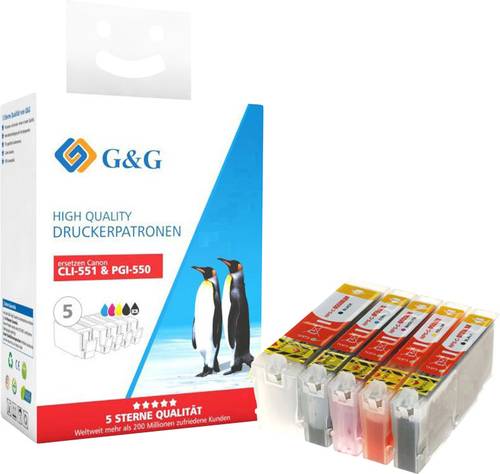 G&G Druckerpatrone ersetzt Canon PGI-550PGBK XL, CLI-551BK XL, CLI-551C XL, CLI-551M XL, CLI551Y XL G&G Druckerpatrone ersetzt Canon PGI-550PGBK XL, CLI-551BK XL, CLI-551C XL, CLI-551M XL, CLI551Y XL von G&G