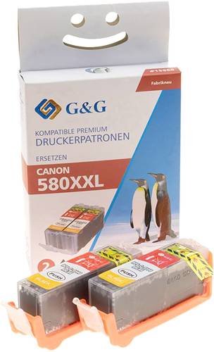 G&G Druckerpatrone ersetzt Canon PGI-580PGBK XXL Kompatibel 2er-Pack Schwarz 15968 von G&G