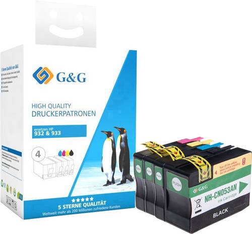 G&G Druckerpatrone ersetzt HP 932XL, 933XL, CN053AE, CN054AE, CN055AE, CN056AE Kompatibel Kombi-Pack G&G Druckerpatrone ersetzt HP 932XL, 933XL, CN053AE, CN054AE, CN055AE, CN056AE Kompatibel Kombi-Pack von G&G