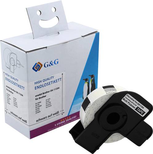 G&G Etiketten Rolle Kompatibel ersetzt Brother DK-11204 54 x 17mm Papier Weiß 400 St. Permanent haf von G&G