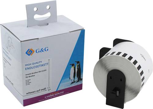 G&G Etiketten Rolle Kompatibel ersetzt Brother DK-22205 62mm x 30.48m Papier Weiß 1 St. Permanent h von G&G